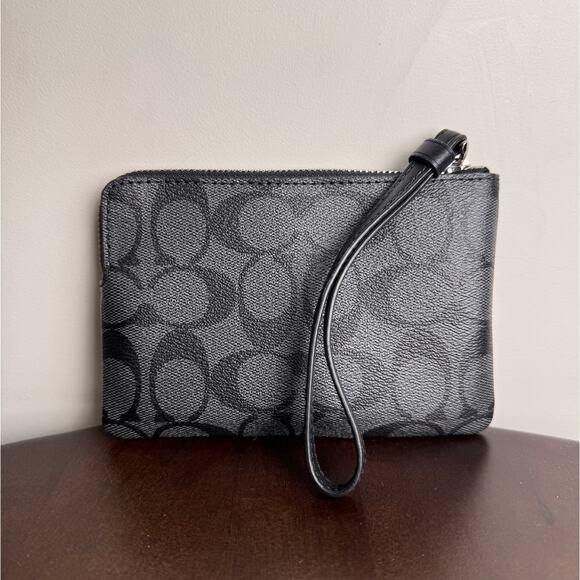 Coach Signature Logo Corner Zip Wristlet - Picture 2 of 7